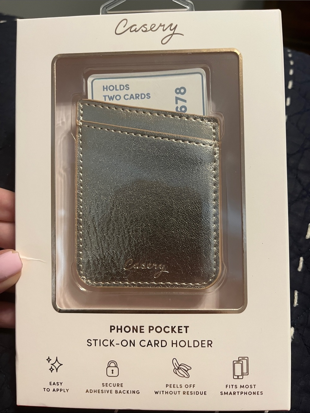 Casery Metallic Gold Stick-On Phone Pocket Card Holder